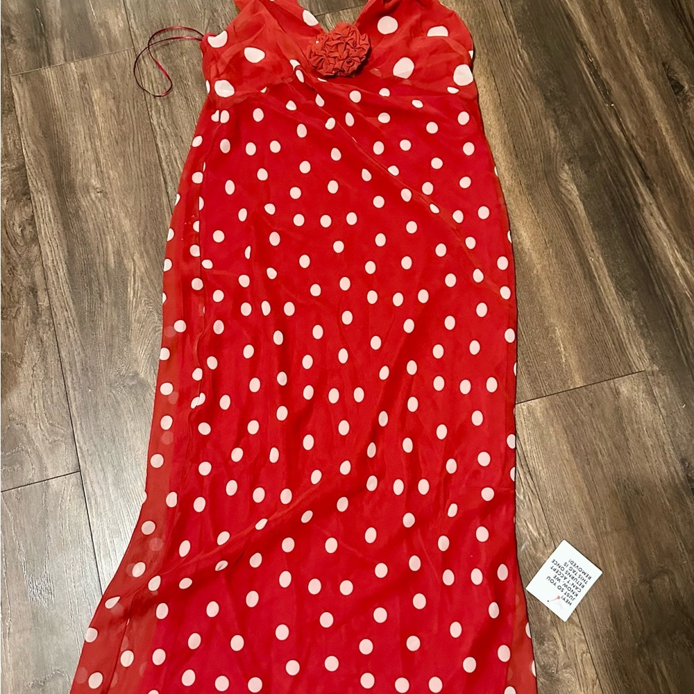 ASOS Red Slip Maxi Dress Spaghetti Strap Sleeveless